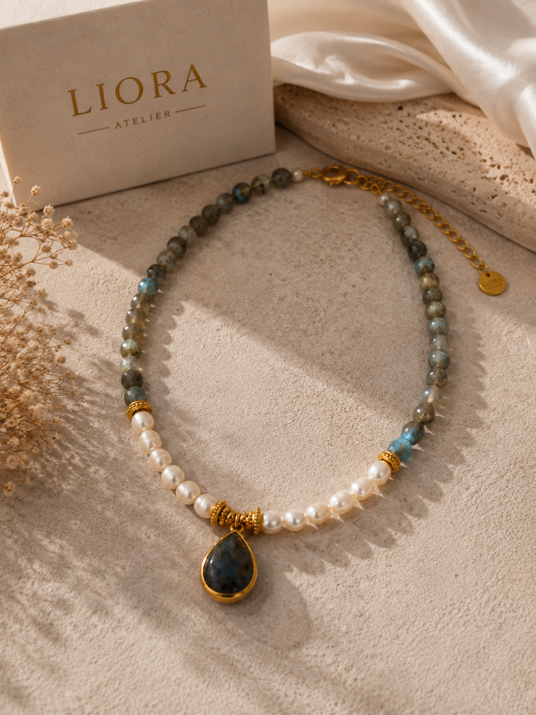 Luna Labradorit İnci Kolye | Liora Atelier