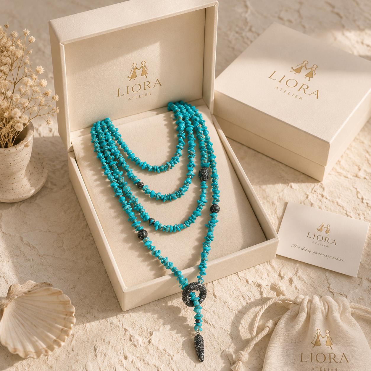 Azure Éclipse Doğal Taş Kolye | Liora Atelier