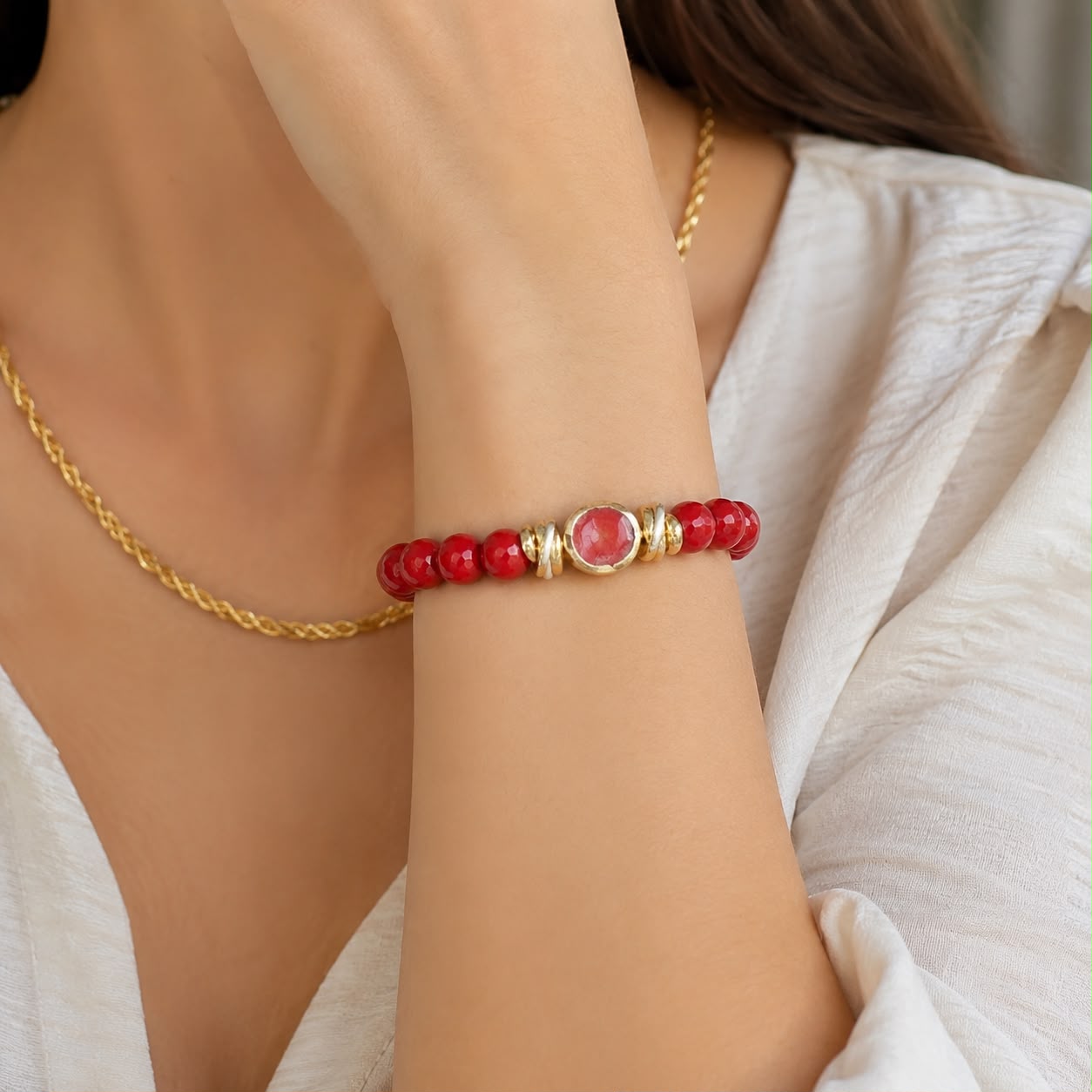 Rouge Élixir Doğal Taş Bileklik | Liora Atelier