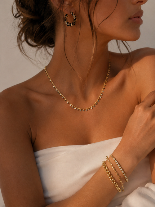 Stella Drops Altın Ton Zincir Kolye | Liora Atelier