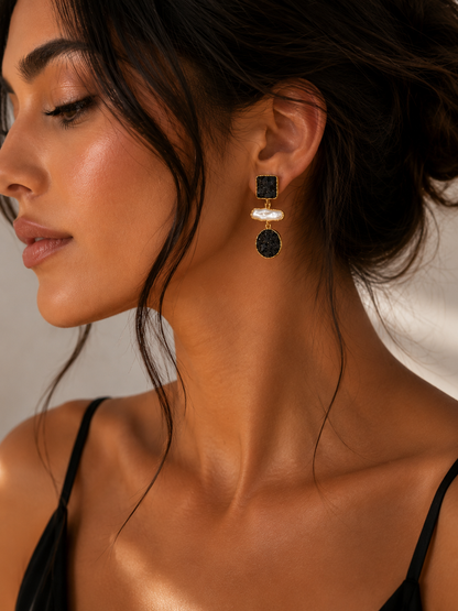 Noir Pearl Küpe | Liora Atelier