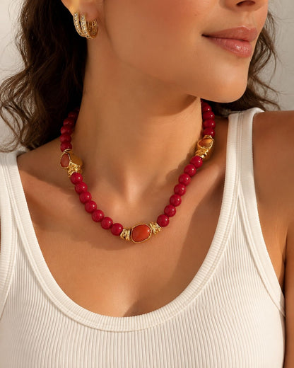 Ruby Rouge Doğal Taş Choker | Liora Atelier