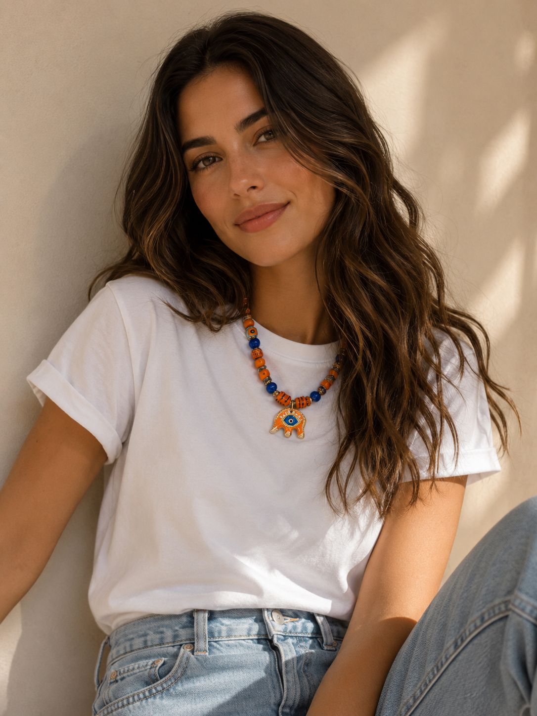 Azure Hamsa Kolye | Liora Atelier